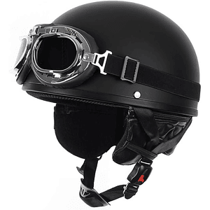Capacete Clássico/Vintage Preto c/ Óculos 