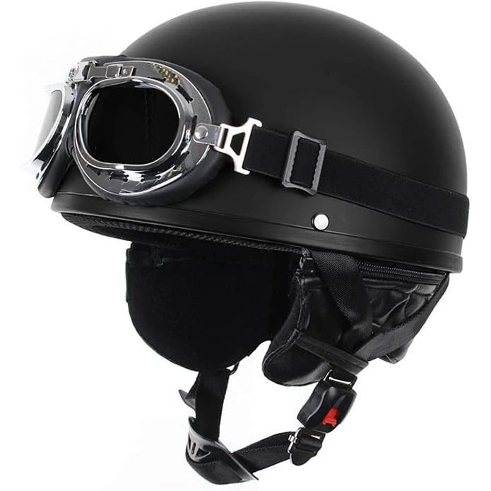 Capacete Clássico/Vintage Preto c/ Óculos  1