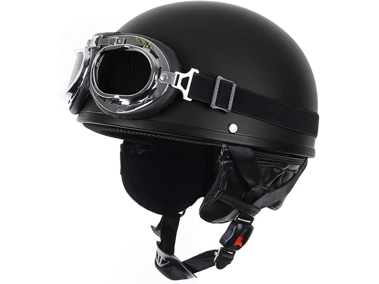 Capacete Clássico/Vintage Preto c/ Óculos  1