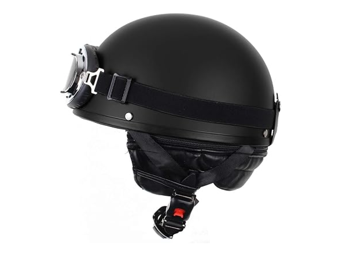 Capacete Clássico/Vintage Preto c/ Óculos  2