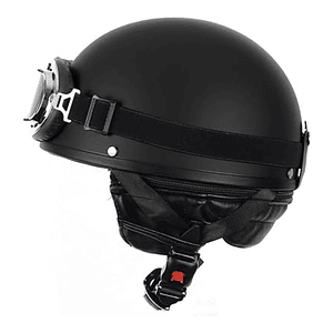 Capacete Clássico/Vintage Preto c/ Óculos 