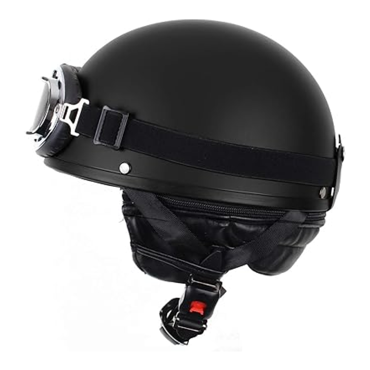 Capacete Clássico/Vintage Preto c/ Óculos  2