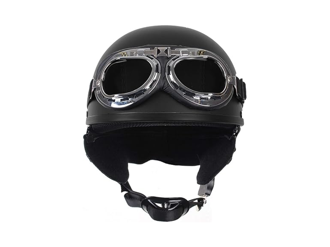 Capacete Clássico/Vintage Preto c/ Óculos  3