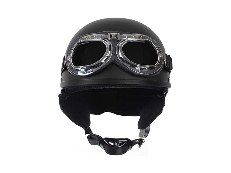 Capacete Clássico/Vintage Preto c/ Óculos  3