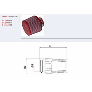 Filtro ar BMC universal cónico Ø60mm x 100mm