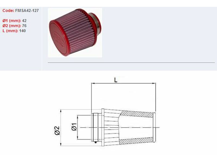Filtro ar BMC YAMAHA FMSA42-127 1