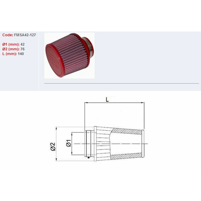Filtro ar BMC YAMAHA FMSA42-127 1