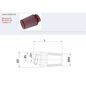 Filtro ar BMC universal cónico Ø60mm - FBSA60-128