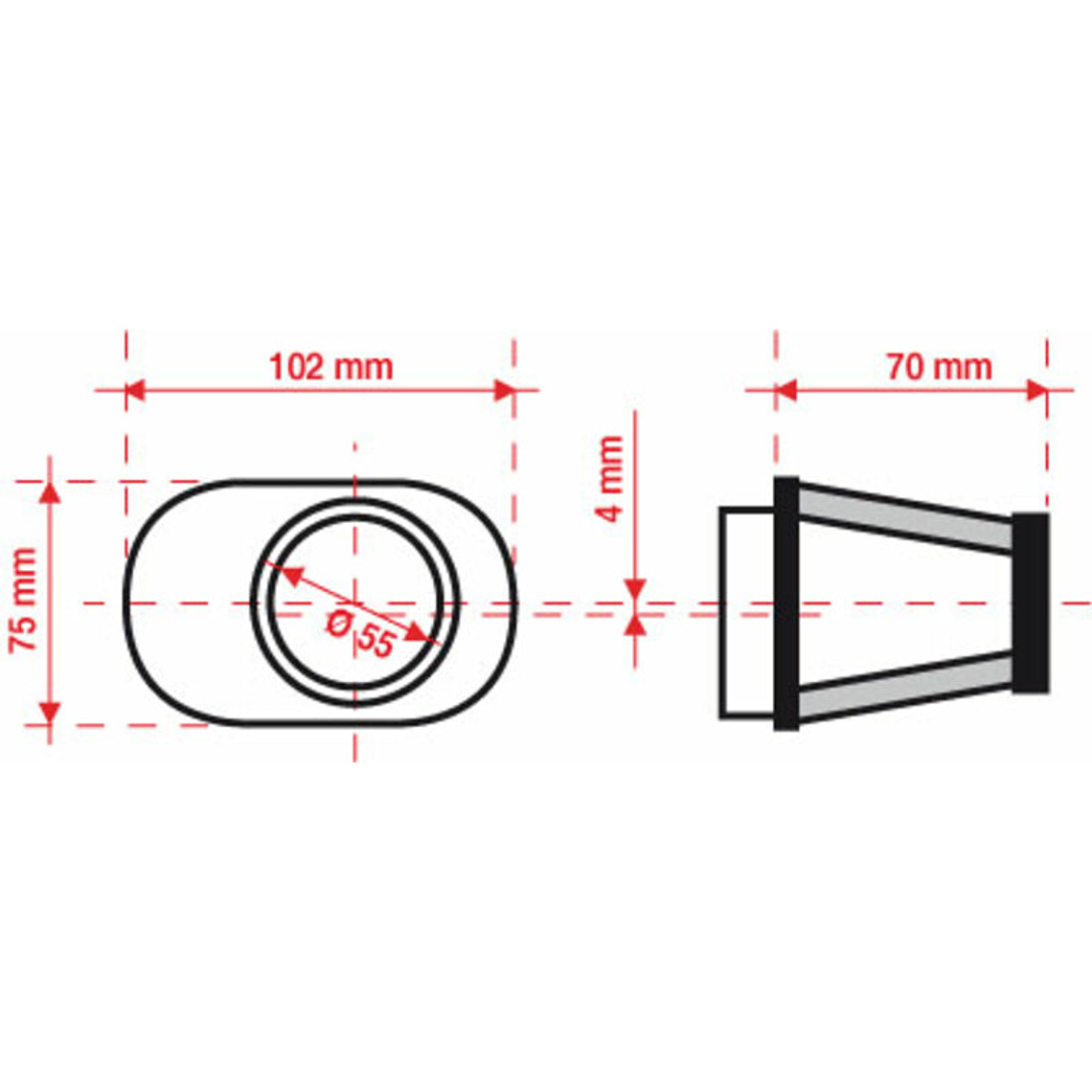 Filtro ar BMC TapeVermelho Offset-Left Ø55mm - FBPF55-70L 1