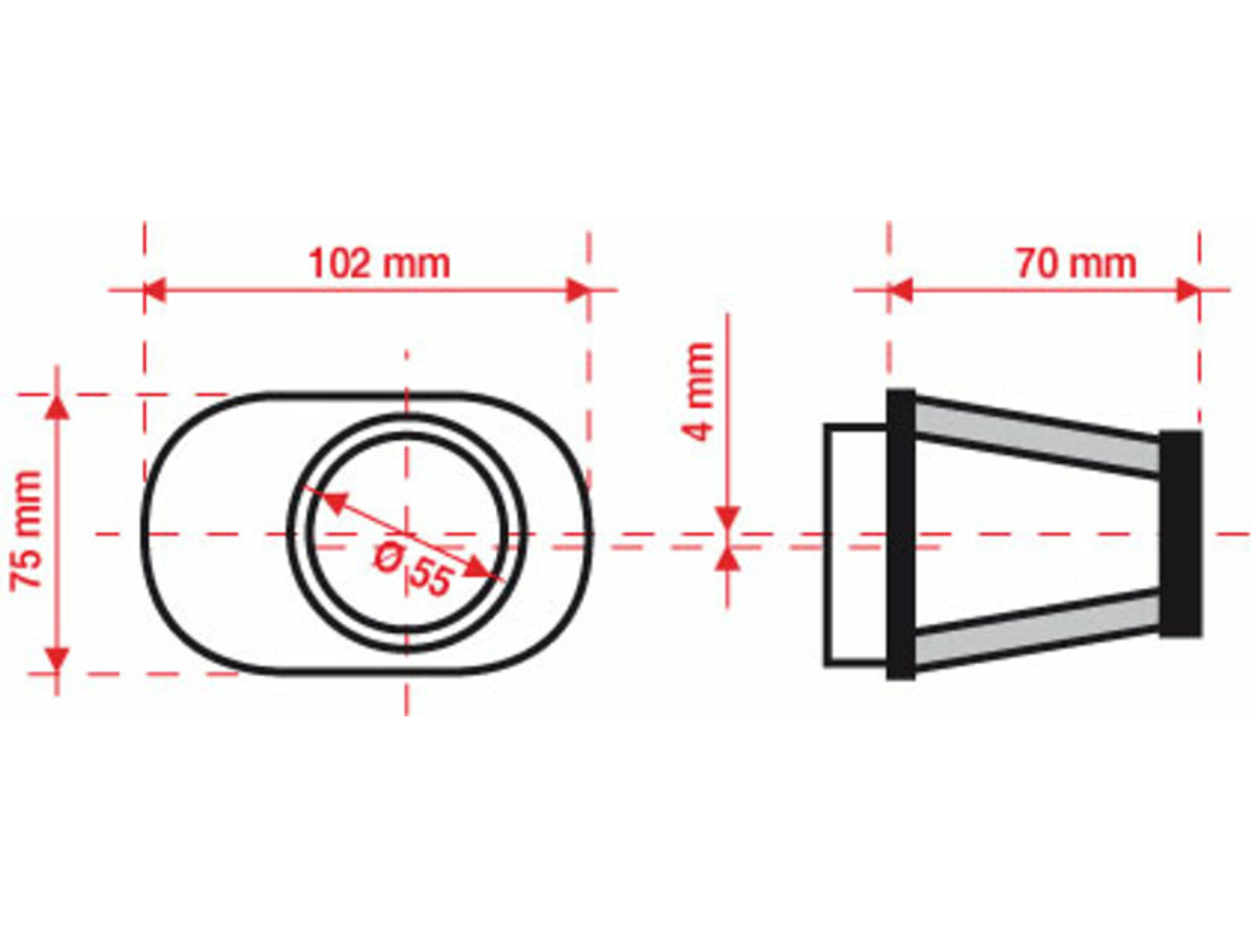 Filtro ar BMC TapeVermelho Offset-Left Ø55mm - FBPF55-70L 1