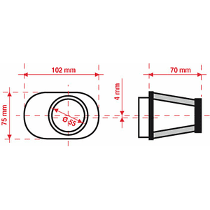 Filtro ar BMC TapeVermelho Offset-Left Ø55mm - FBPF55-70L