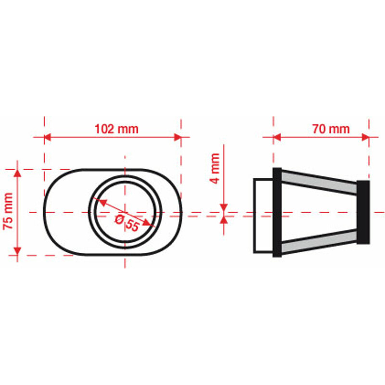 Filtro ar BMC TapeVermelho Offset-Right Ø55mm - FBPF55-70R 1