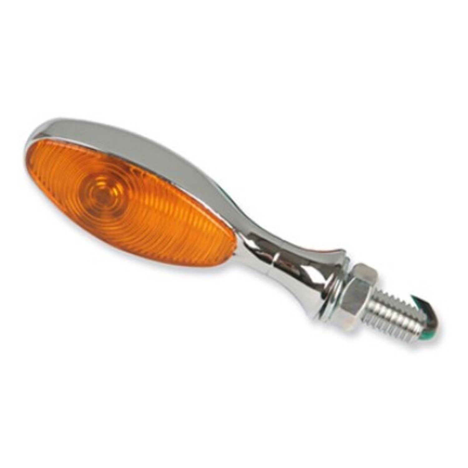 Pisca oval em cromagem. Cristal láser