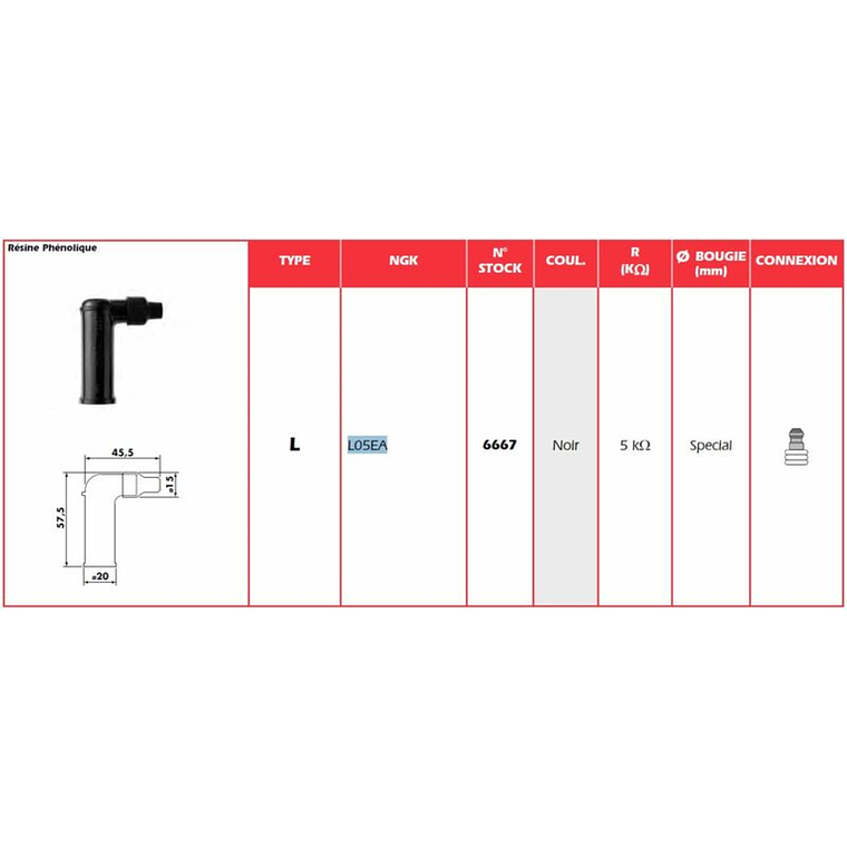 Cachimbo de Vela de Ignição NGK L05EA 2