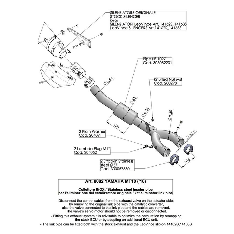 Eliminador de Catalisador Decat Leovince Yamaha MT-10 2017-2025  4