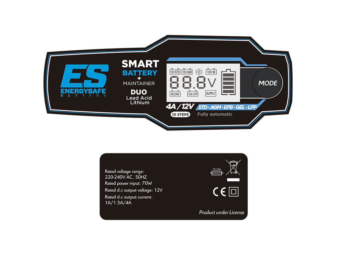 Carregador de Baterias Energysafe Smart Duo 4A  2