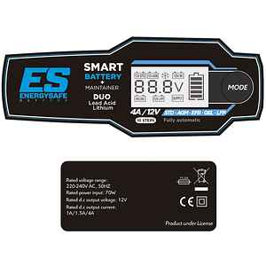 Carregador de Baterias Energysafe Smart Duo 4A 