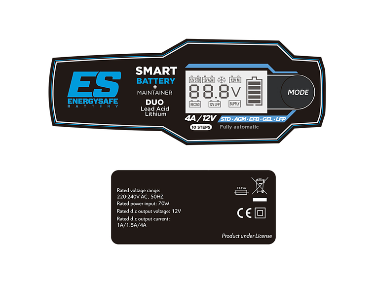 Carregador de Baterias Energysafe Smart Duo 4A  2