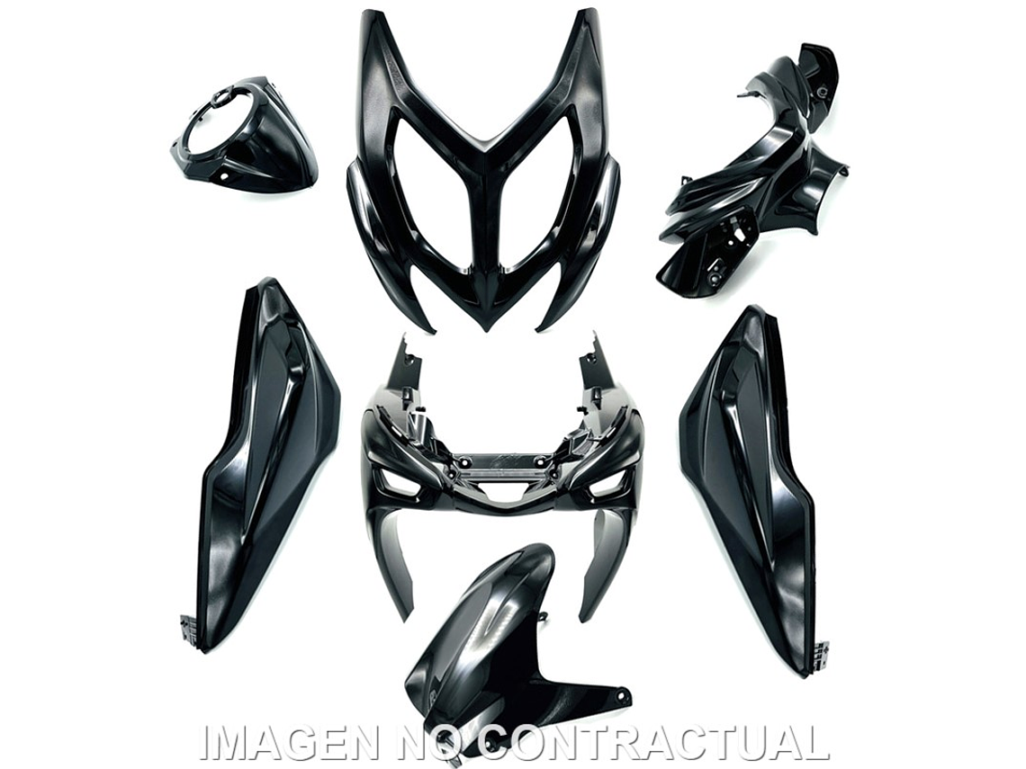 Kit Plásticos Yamaha Aerox 50 7 Peças Preto Brilhante  1