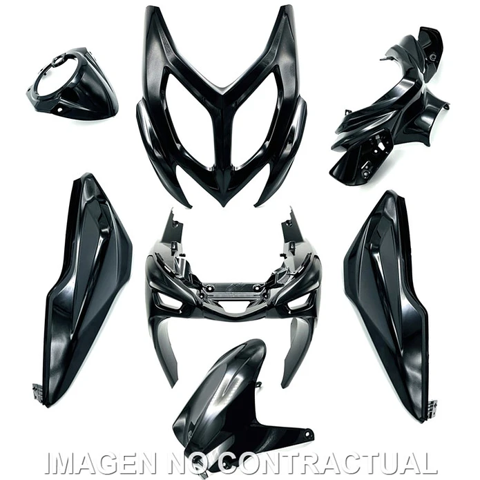 Kit Plásticos Yamaha Aerox 50 7 Peças Preto Brilhante  1