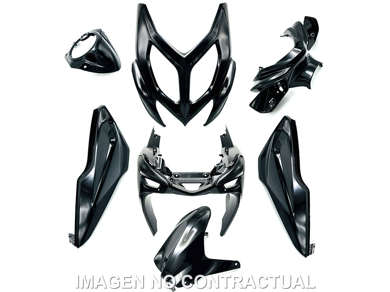 Kit Plásticos Yamaha Aerox 50 7 Peças Preto Brilhante  1