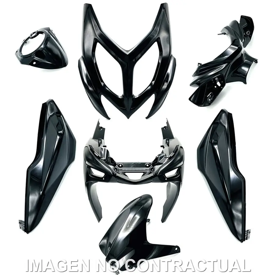 Kit Plásticos Yamaha Aerox 50 7 Peças Preto Brilhante  1