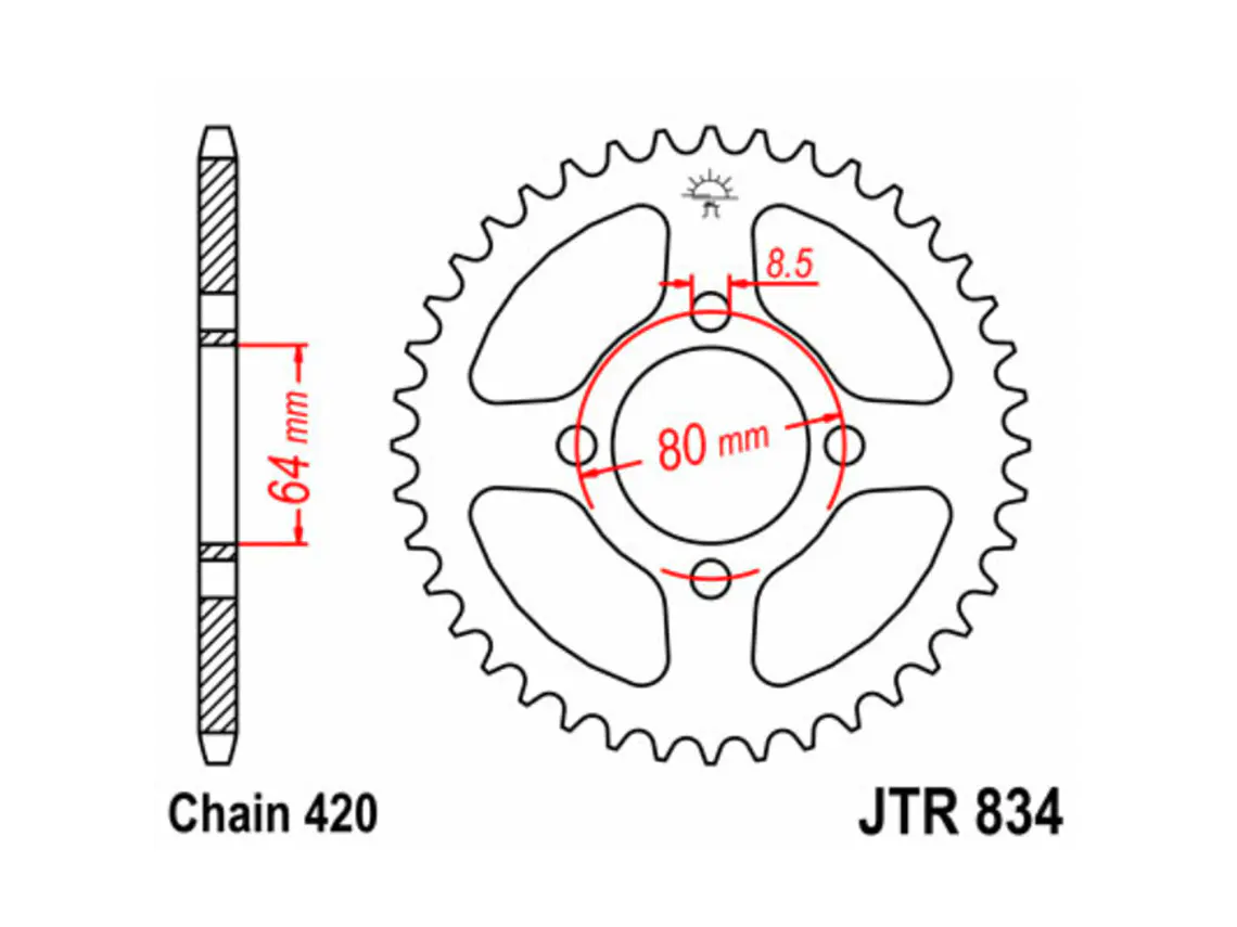 Cremalheira Yamaha RZ 50 / PW 80 (48 Dentes) - JT  2