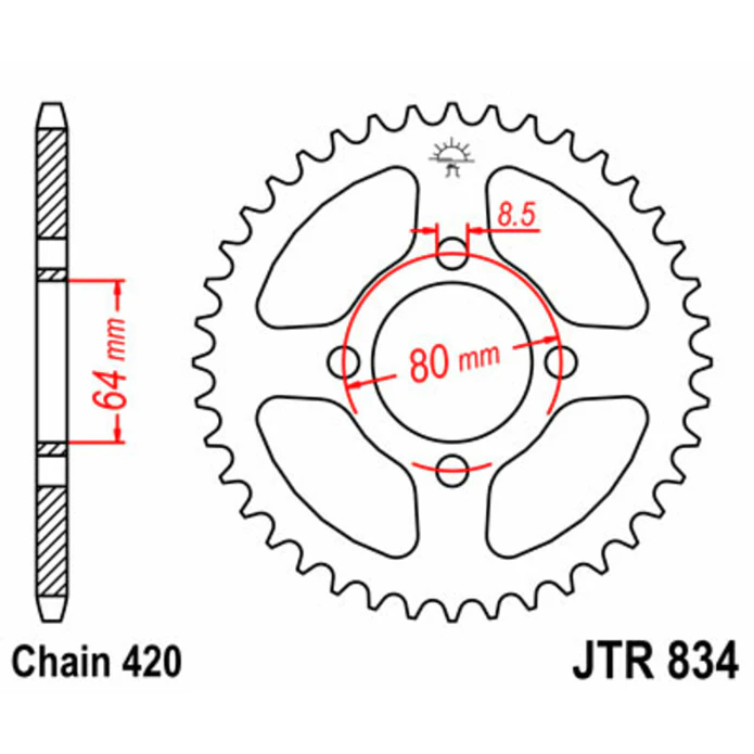 Cremalheira Yamaha RZ 50 / PW 80 (48 Dentes) - JT  2