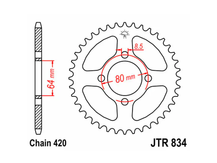 Cremalheira Yamaha RZ 50 / PW 80 (48 Dentes) - JT  2