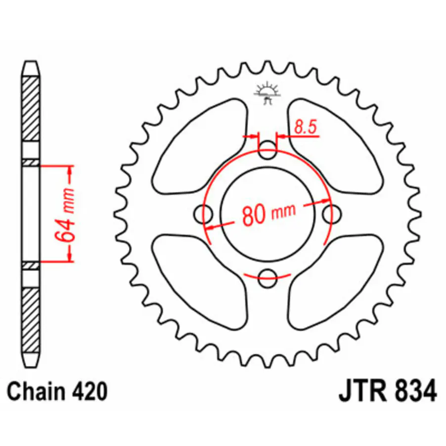 Cremalheira Yamaha RZ 50 / PW 80 (48 Dentes) - JT  2