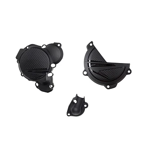 Kit Proteção Tampas Motor KTM EXC / XC-W 250 / 300 TBI (2024-2026) Preto - Polisport