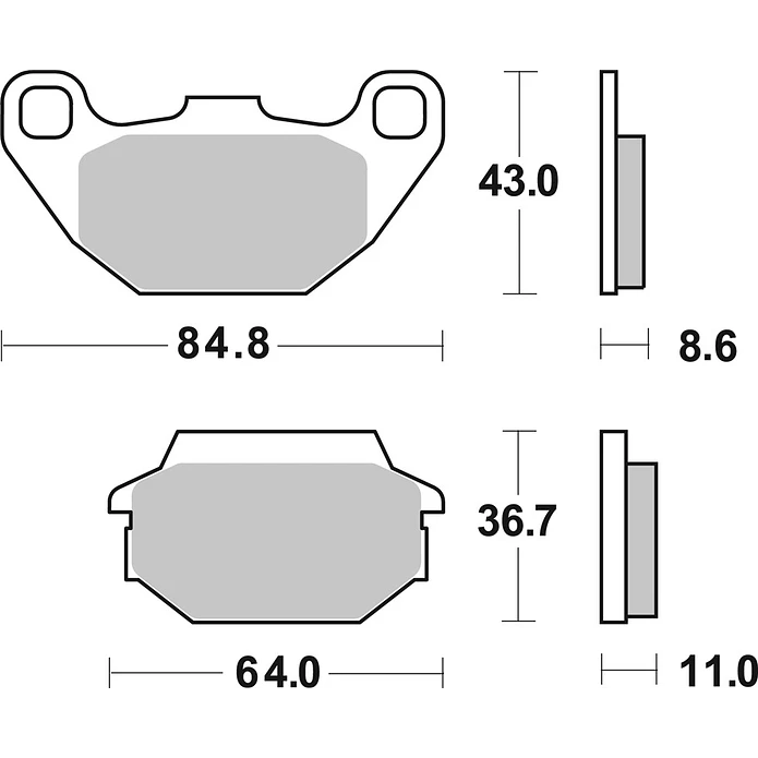 Pastilhas de Travão SBS 154MS Kymco Agility / People / Super 8, SYM HD / Joyride / GT e outras 2
