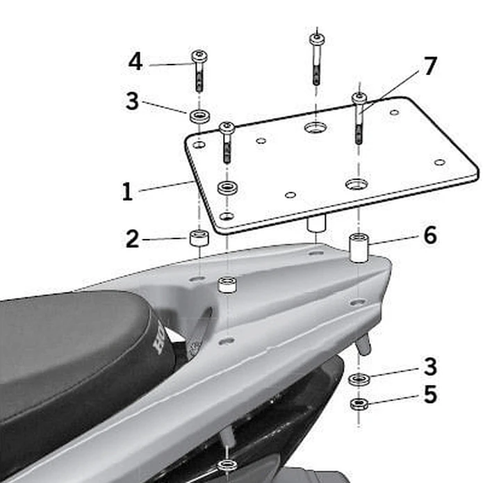 Kit Fixação Top Case SHAD Honda Vision 125 2011-2026 H0VS12ST 1