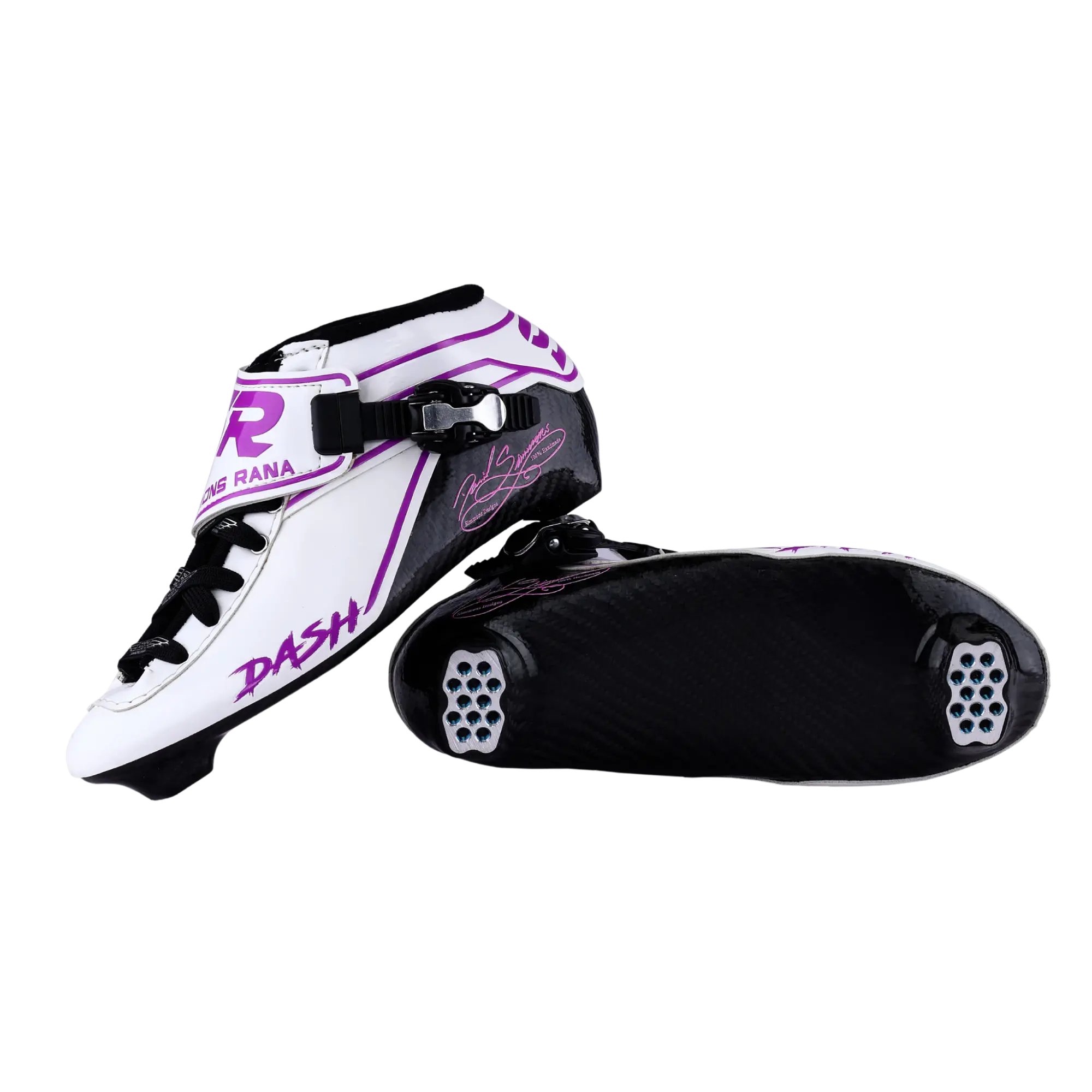 Botas profesionales para patinaje de velocidad DASH 70% Carbono White Purple 4