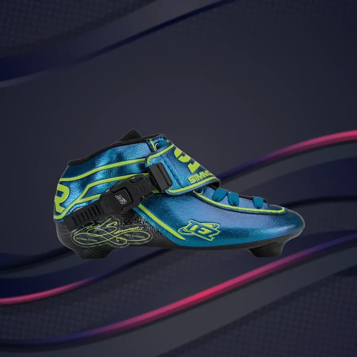 Botas para patines profesionales de velocidad TEZ BLUE GREEN 2