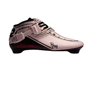 Botas para patines profesionales de velocidad RUSH White Blue Holographic