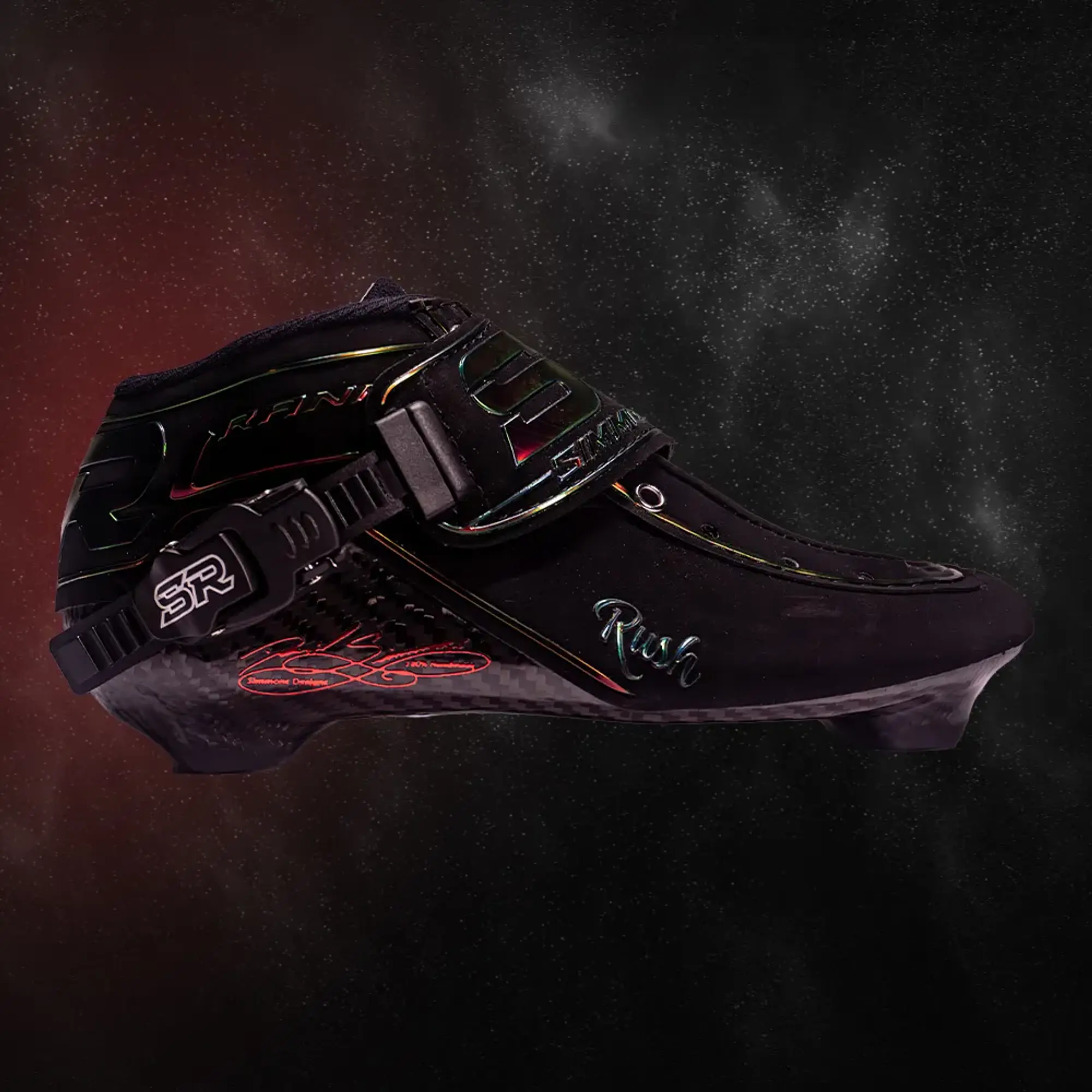 Botas profesionales para patinaje de velocidad RUSH Black Red Holographic 2