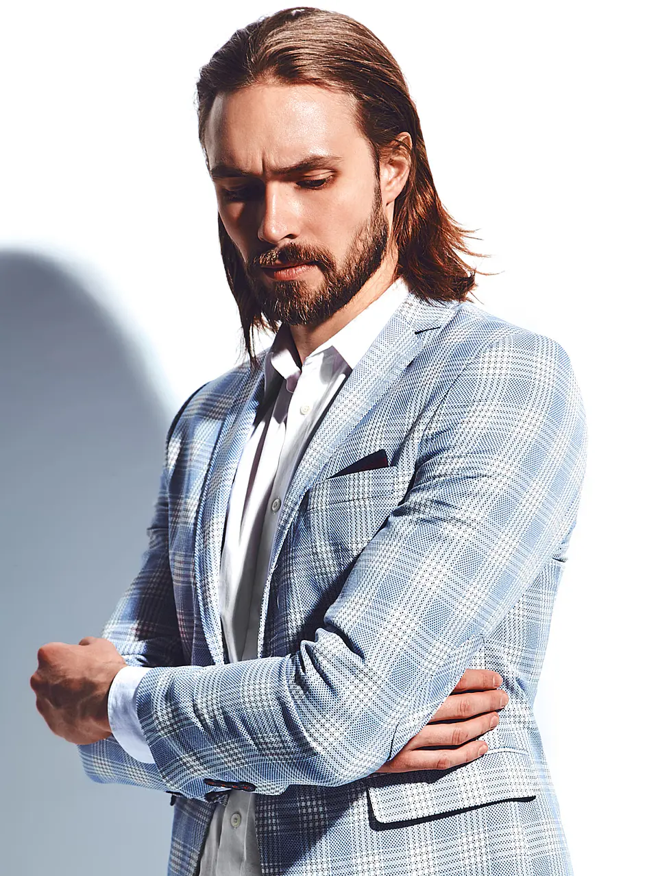 Powder Blue Check Blazer 1