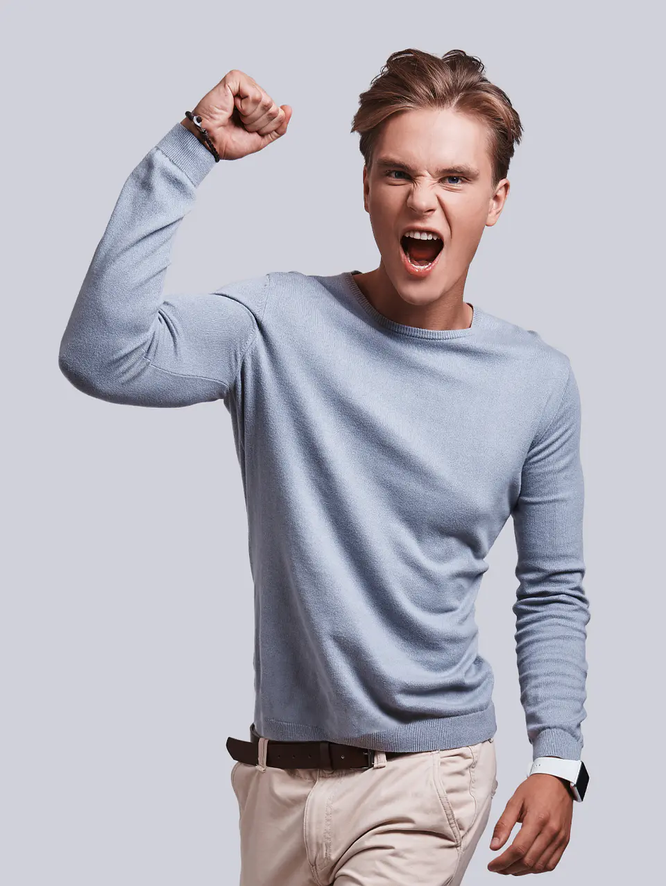 Sudadera de punto azul claro 3