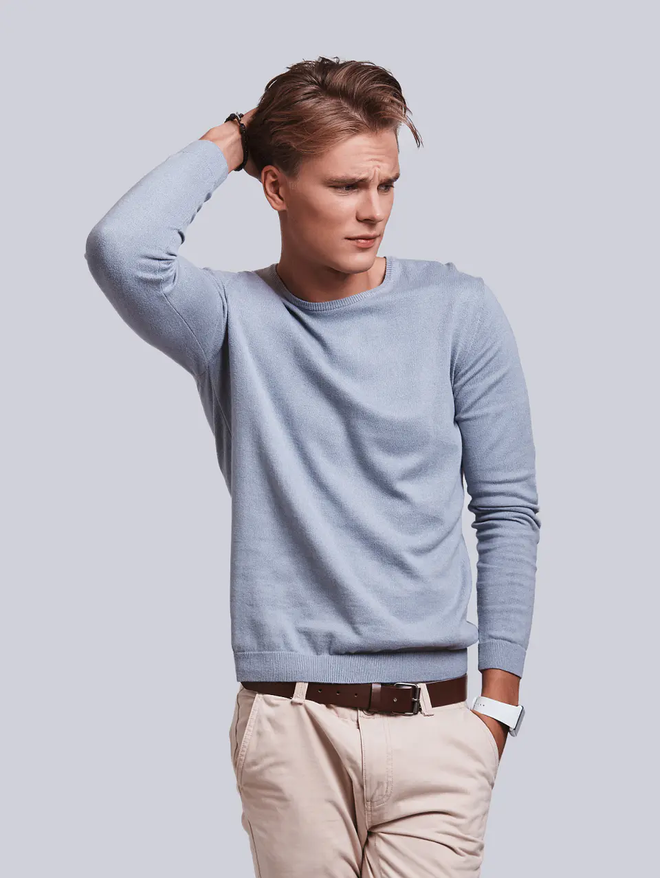 Sudadera de punto azul claro 4