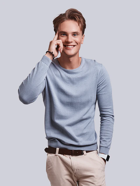 Light Blue Knit Sweatshirt