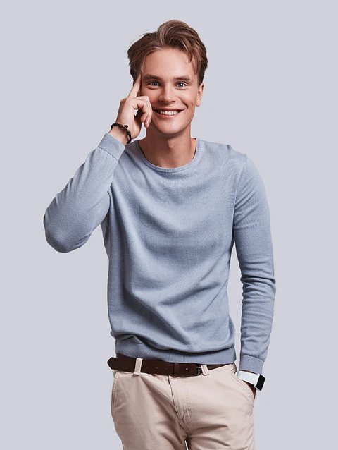 Light Blue Knit Sweatshirt