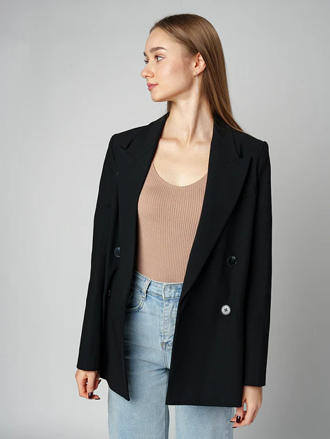 Noir Double-Breasted Blazer