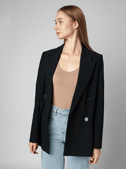 Noir Double-Breasted Blazer