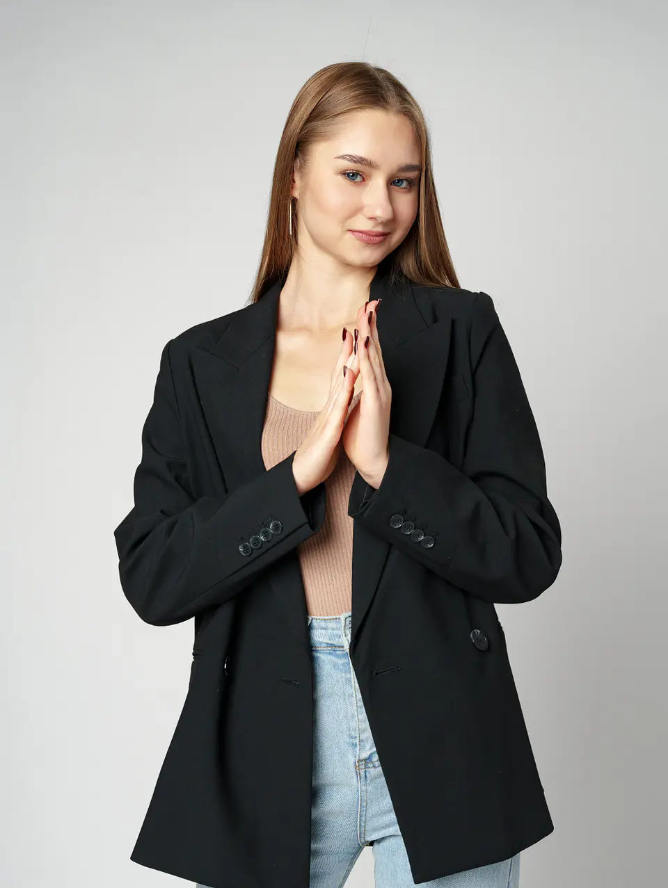 Noir Double-Breasted Blazer 1