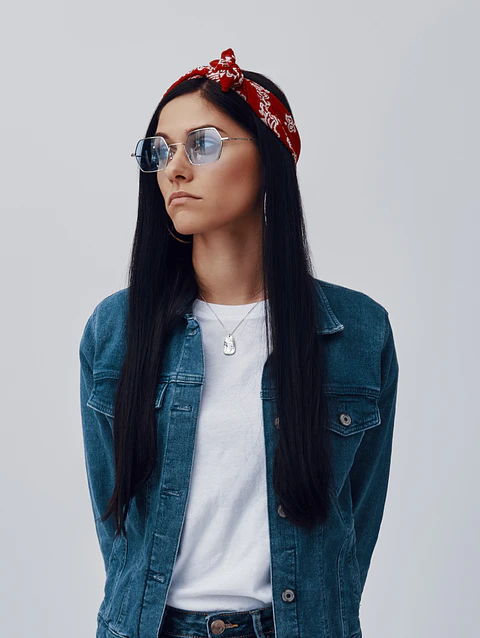 Teal Denim Crop Jacket