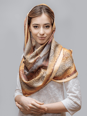Golden Swirl Silk Scarf