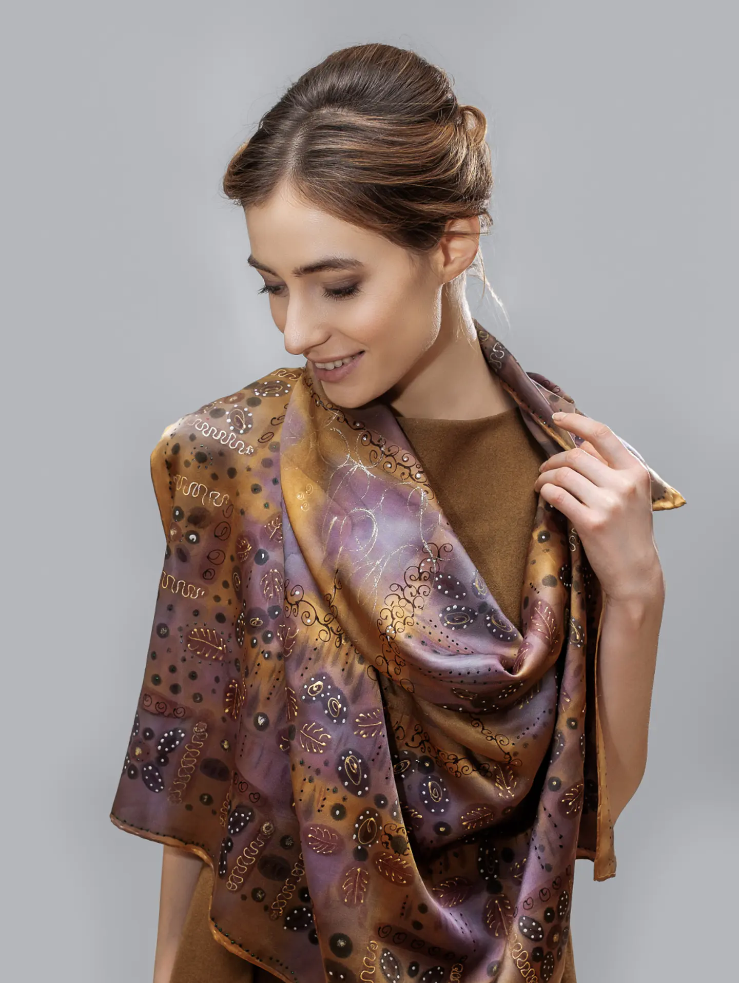 Amber Mosaic Silk Wrap 1