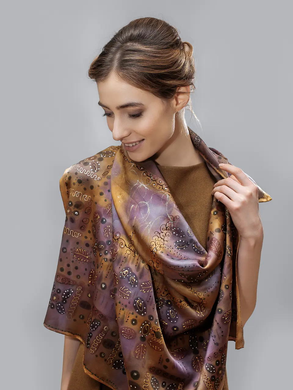 Amber Mosaic Silk Wrap 1