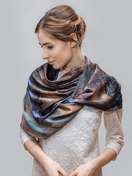 Midnight Bloom Silk Scarf